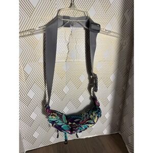 Waterfly Tropical Leaf Print Waist Bag Purple Teal Floral Fanny Pack Adjustable